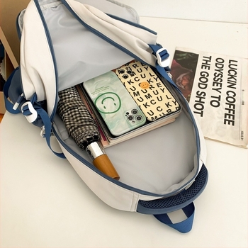 Унисекс раница от нейлон с голям капацитет, дишаща, градски минималистичен стил, презрамки с въздушна подложка, полиестерна подплата