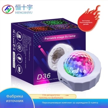 Автомобилен интериор USB RGB LED атмосфера светлина с гласово управление и музикален ритъм, модел D36, 3W, 5V, 1A, PC корпус
