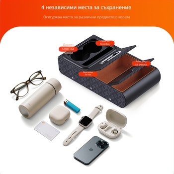 Луксозен кожен органайзер за автомобилен подлакътник – мултифункционална кутия за салфетки, държач за чаша, държач за телефон и универсален монтаж