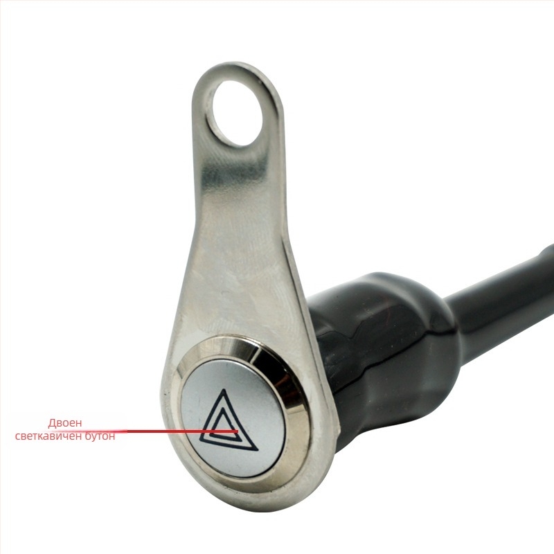 Мотоциклетен превключвател за двойно мигане с LED пръстен, самозатягащ се метален бутон и монтажна скоба KG-057A