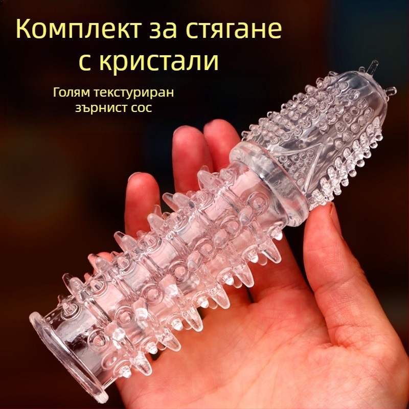 Пенис маншет със бодлива текстура и стегнато прилягане — материал: меко лепило, марка Wolf Totem, играчка за възрастни, без лубрикант