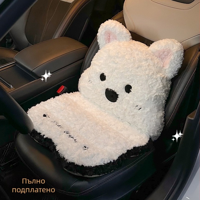 Автомобилна седалкова подложка с интегрирана лумбална опора, противохлъзгаща, за всички сезони, повърхност флис, пълнеж PP памук, единична част