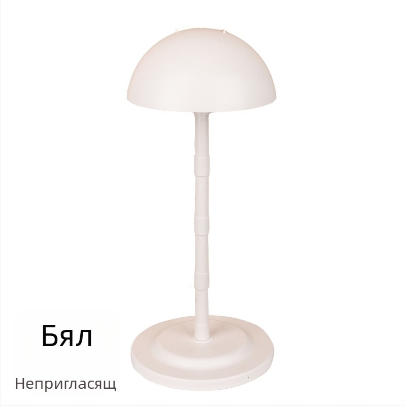 Стойка за перуки с пластмасова опора, кръгла глава с форма на гъба и разтегателна конструкция