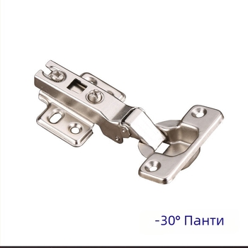 Шарнир за шкаф с нестандартен ъгъл, модел LRH30/45/90, студено валцована стомана, никелирано покритие, Longrun