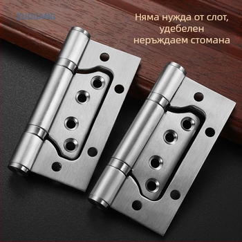 Панта за врати от неръждаема стомана, усилена, с тих лагер — Left Steel; подходяща за стая, баня и пожарна врата; материал: неръждаема стомана; тип: панта