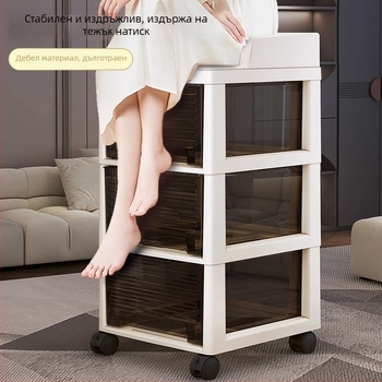 Съхранителен шкаф, шест нива с чекмеджета, подвижен, на пода, пластмасов