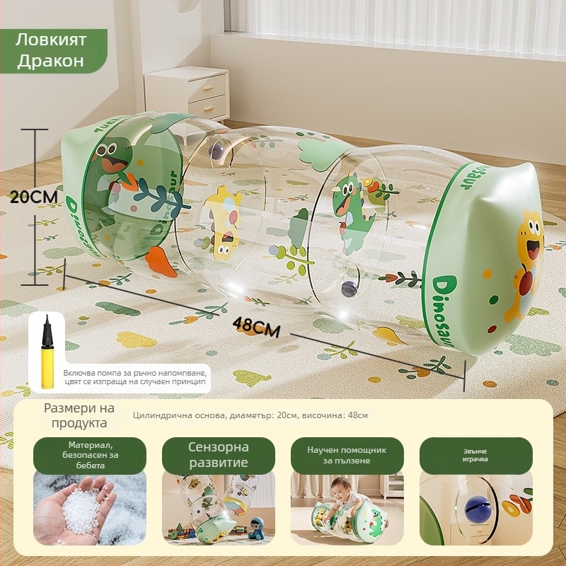 Надуваем валяк за бебета 0–3 г. | PVC, с камбанка, подпомага пълзенето и слуха, интерактивни функции | Circle qi