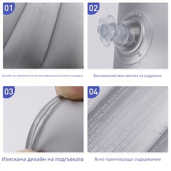 Надуваема възглавница, правоъгълна форма, PVC флокинг, модел RF-004, Rongfeng