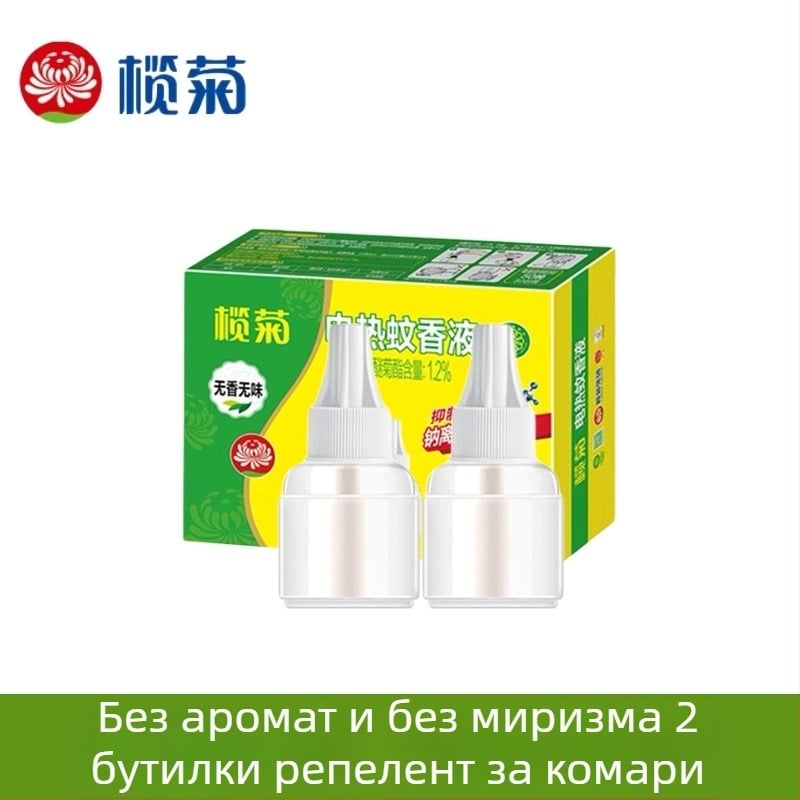 Електрическо средство за отблъскване на комари - без мирис, течна формула, Olive Chrysanthemum, комплект 6 бутилки с устройство