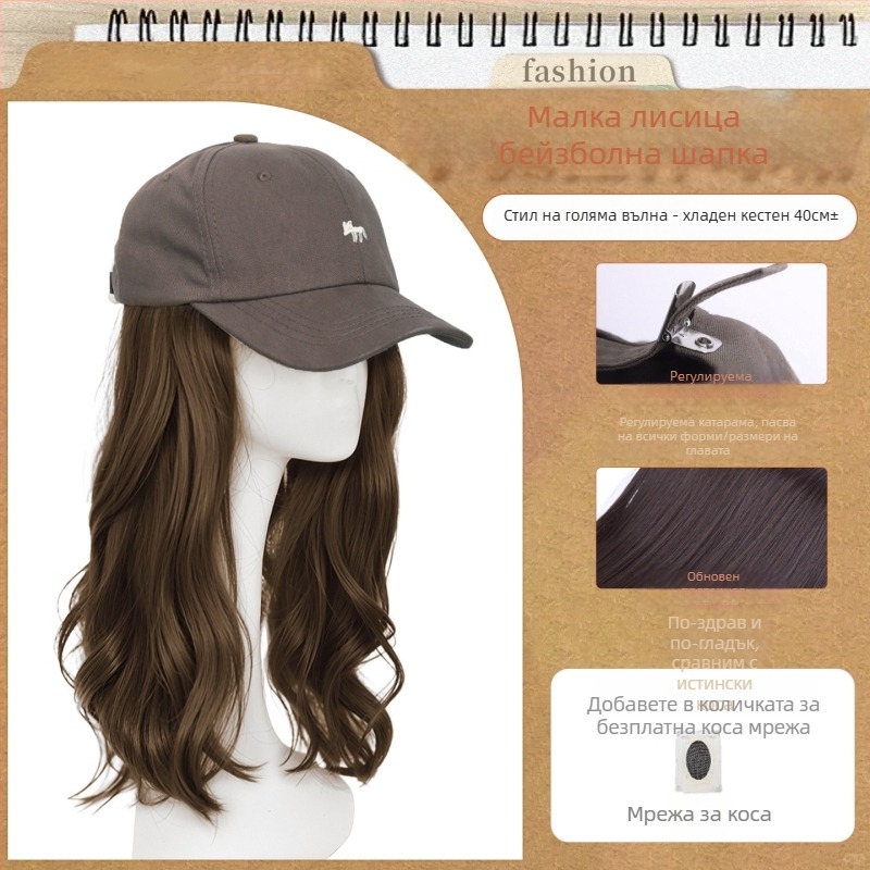 Женска интегрирана шапка-перука с дълга права коса — шапка-перука, дълга права коса, челка: права, коса от високотемпературна синтетика, не може да се боядисва