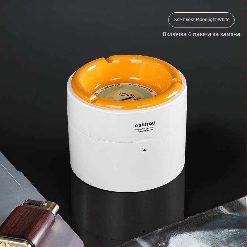 Пепелник за автомобил и дом, пластмасов, повторно използваем, предпазва от разпръсване на пепел, огнеустойчив, с резервен пълнител