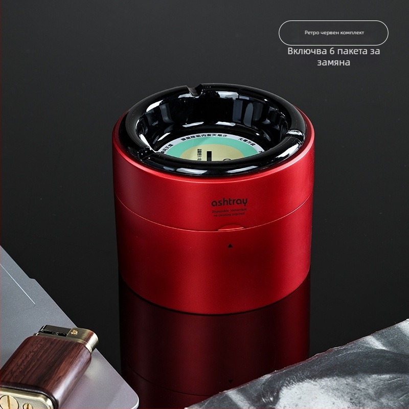 Пепелник за автомобил и дом, пластмасов, повторно използваем, предпазва от разпръсване на пепел, огнеустойчив, с резервен пълнител