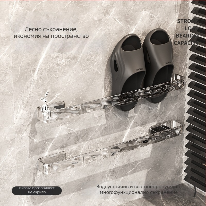 Zexi AS Стенен държач за чехли и кърпа за баня с дренаж, без пробиване — персонализирана обработка, готов за частно етикетиране