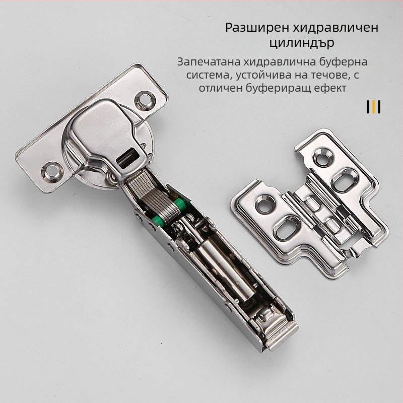 Панти за шкафове и гардероби с дебела плоча и буферно демпфиране, хидравлична пружина (HB-thick plate hinge; 304 stainless steel; Полирана повърхност; Марка: TIANJULE)