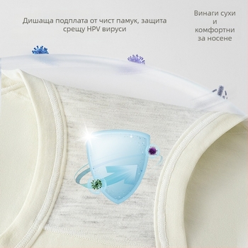 Женски бикини с висока талия, 100% памук, дишащи, антибактериални, удължен чатал, устойчиви на течове