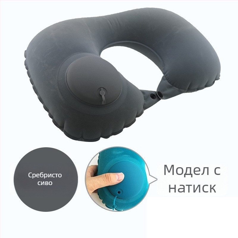 У-образена надуваема възглавница за шия – универсална, Qianchuan A3257, въздухопълнена, флокирана тъкан
