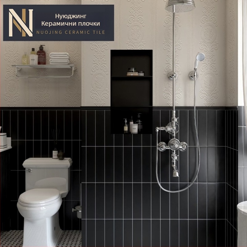 Глазирана плочка Grid Tile серия, Нордичен стил, матова повърхност, антихлъзгаща плочка, интериорна стенна плочка