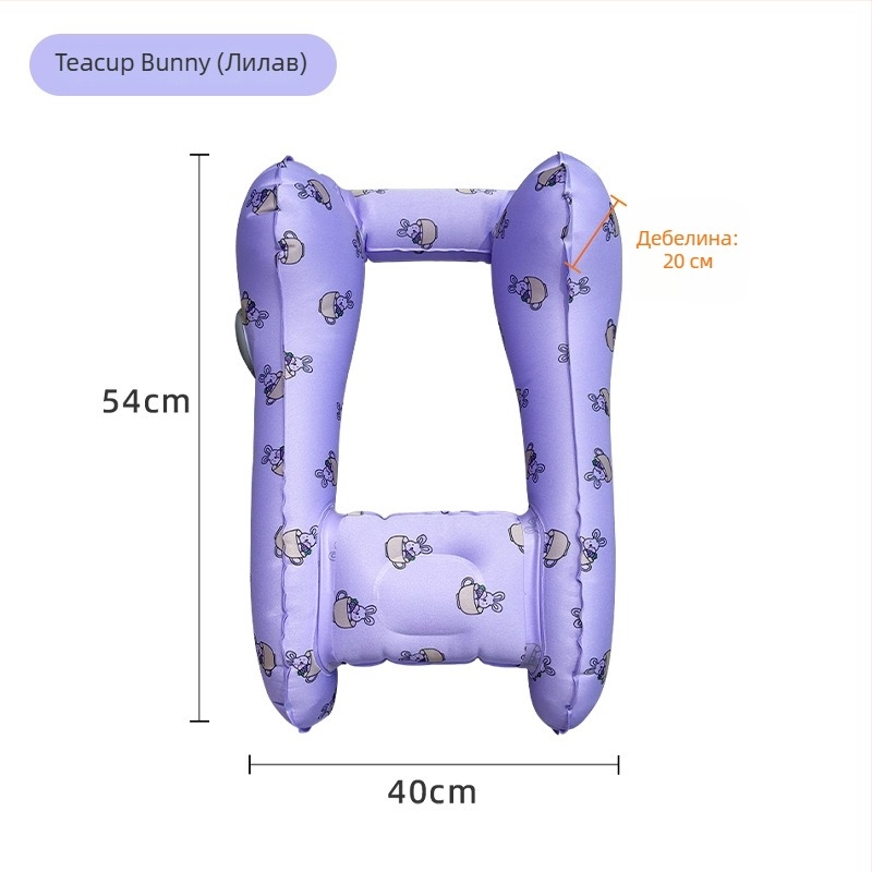 Детска автомобилна възглавничка за спане - преносима надуваема облегалка, TPU материал, подходяща за всички сезони, сладък стил, универсална съвместимост