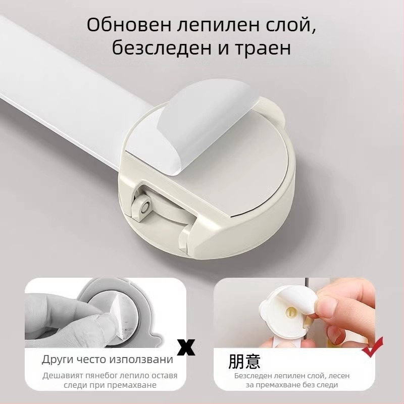 Детска заключалка за чекмеджета и шкафове – предпазва от отваряне и щипване (Модел: Стандартен; Материал: Стандартен; Артикул: TTT1004011987; Стил: Модерен минималистичен)
