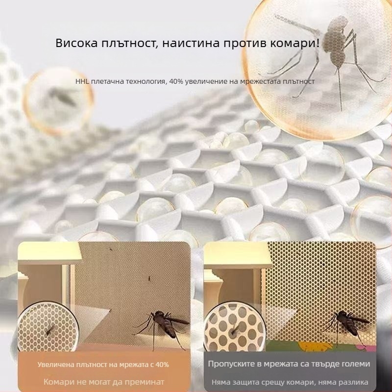 Мрежа против комари за легло със стил Монголска юрта, без монтаж, сгъваема, двойна врата, фибростъкло