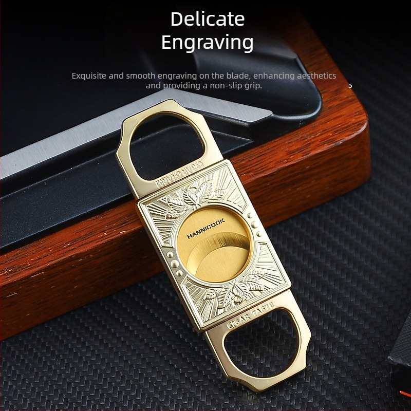 HANNICOOK Ножици за пури - неръждаема стомана, двойно острие, електроплакирано покритие, персонализируеми