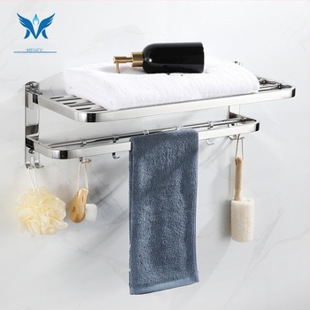 Закачалка за кърпи от неръждаема стомана, полирана повърхност, двупластова, сгъваема, товароподемност 20–30 кг