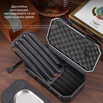 Портативна кутия за пури, водоустойчива и запечатана, двуслойна конструкция, голям капацитет, десетопаковка (Марка: HANNICOOK)