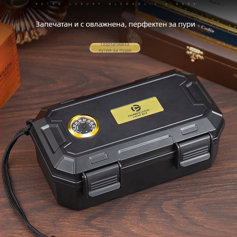 Портативна кутия за пури, водоустойчива и запечатана, двуслойна конструкция, голям капацитет, десетопаковка (Марка: HANNICOOK)
