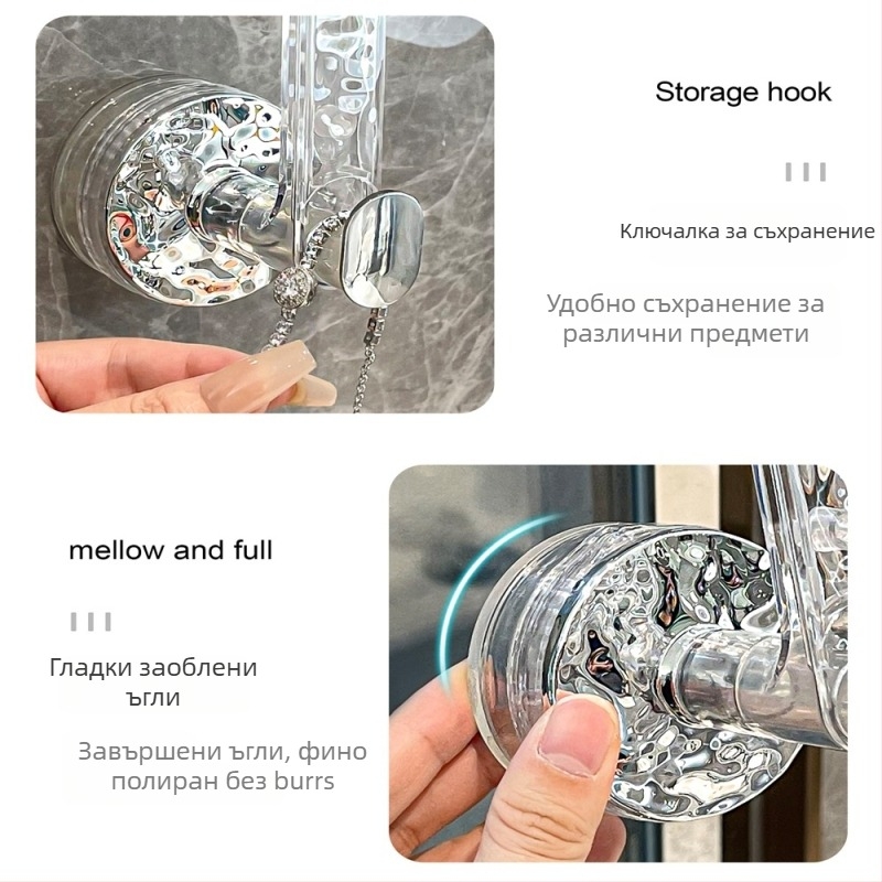 Държач за кърпи на стената с вакуумна чашка, без пробиване, за баня, пластмаса, стил лайт лукс, imega