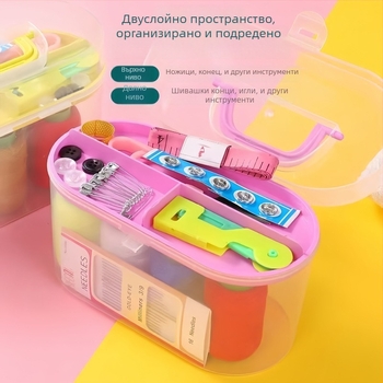 Преносим джобен стил комплект за шиене в пластмасова кутия — кутия за игли и конци, серия Needle and Thread Kit, тегло около 150 g