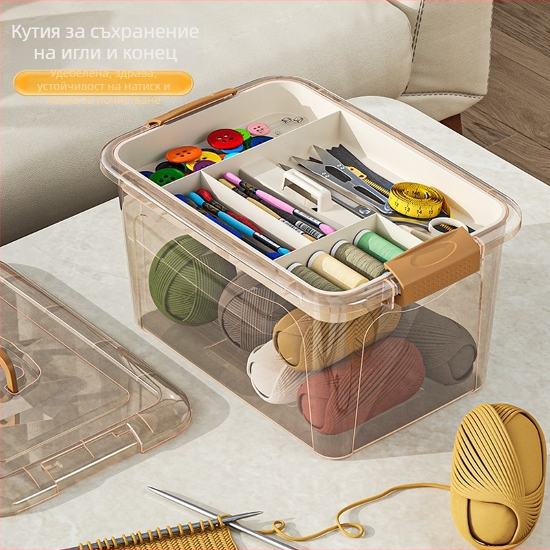 Кутия за игли и конец, прозрачна, преносима, многофункционална шевна кутия (Пластмаса; Серия: Storage box; Брой в кутия: 20 бр; Категория: Шевна кутия; Обработка и персонализация: Персонализиране)