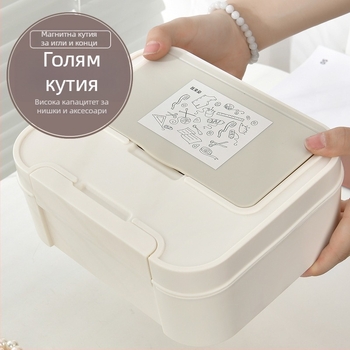 Пластмасова кутия за шиене – комплект, серия иглена опаковка, голям капацитет, минималистичен стил, тегло 1.874 кг