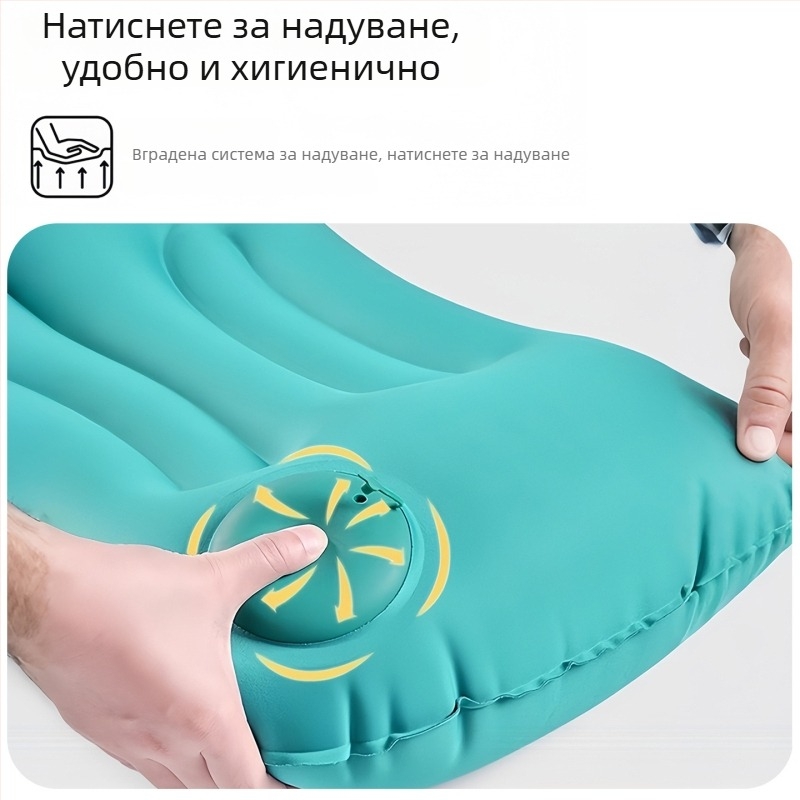 Надуваща се пътна възглавница с подпора за талия, сгъваема, 122 г, удебелена въздушна възглавница
