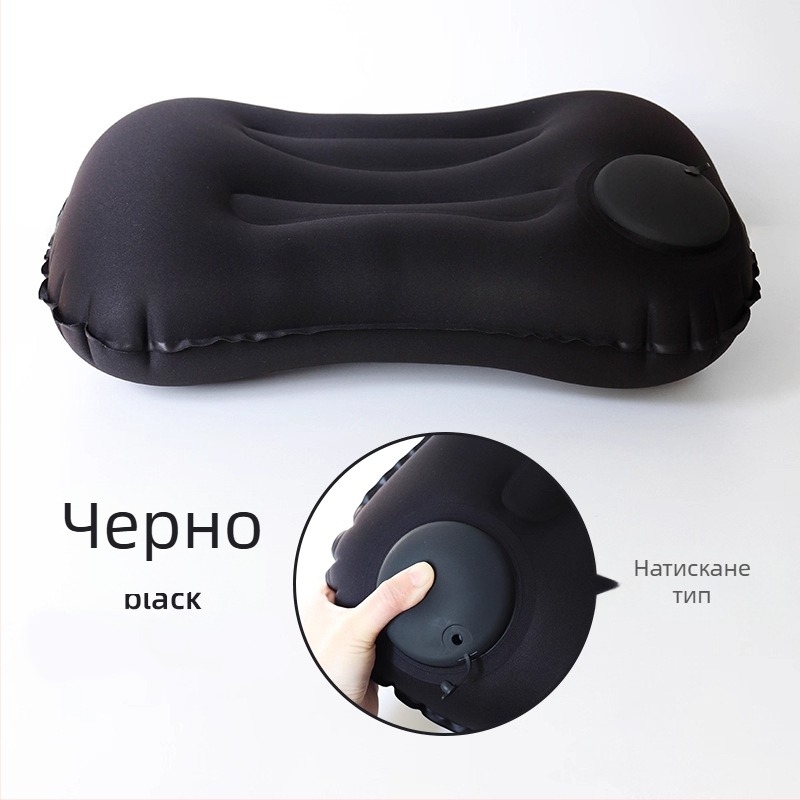 Надуваща се пътна възглавница с подпора за талия, сгъваема, 122 г, удебелена въздушна възглавница