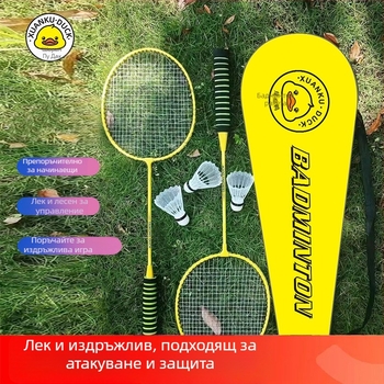 Бадминтон ракета с рамка от железен сплав, тегло 95–100 g, нейлонови струни, права дръжка, грип G1