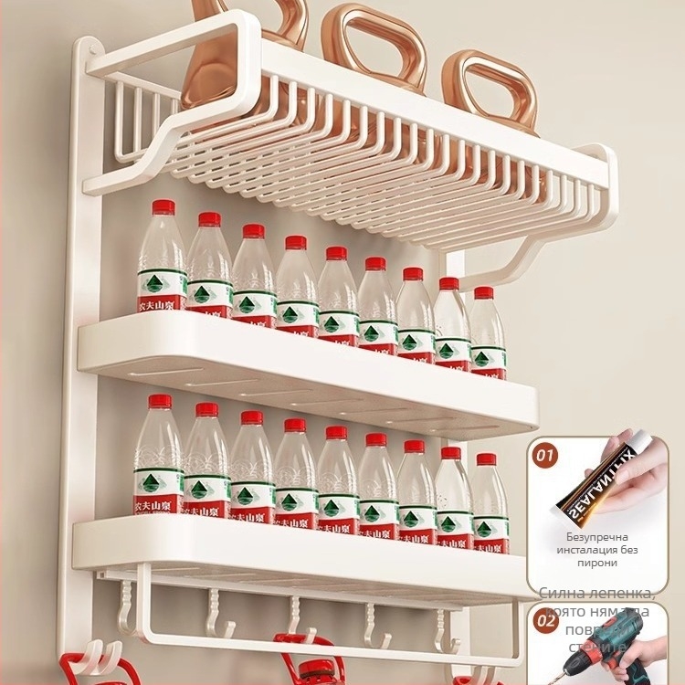 Jiayun алуминиев 3-етажен безпробивен държач за кърпи за баня с куки и пръчка – товароподемност 10 кг, повърхност с пластмасово покритие, модерен луксозен стил