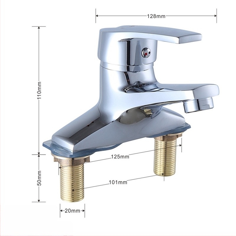 Смесител за баня за топла и студена вода за мивка, смесител, медна сплав, керамичен картридж клапан, монтаж със седалков тип