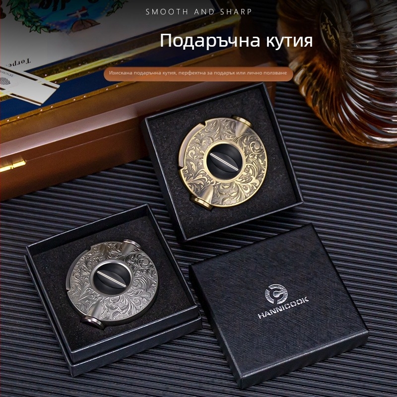 HANNICOOK Ножици за пури - Три в едно: V-образна режеща глава от цинкова сплав и неръждаема стомана, клещи за пури, полуавтоматичен дупчач, персонализируеми