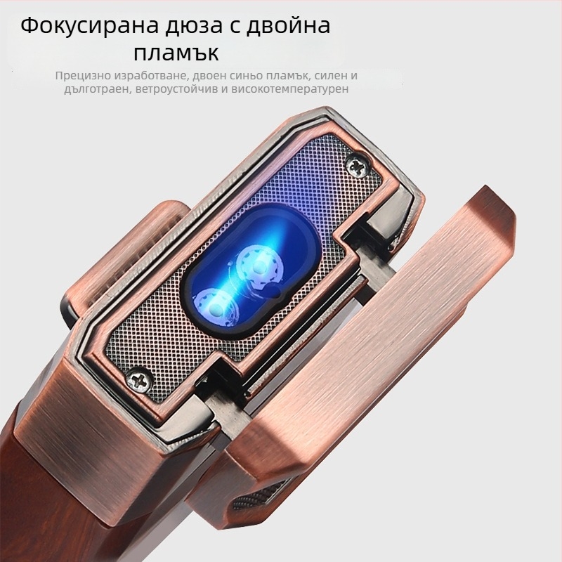 Запалка за пури Xintai от неръждаема стомана, ветроустойчива, с вграден нож за пури и държач за пури, електроплатинено покритие