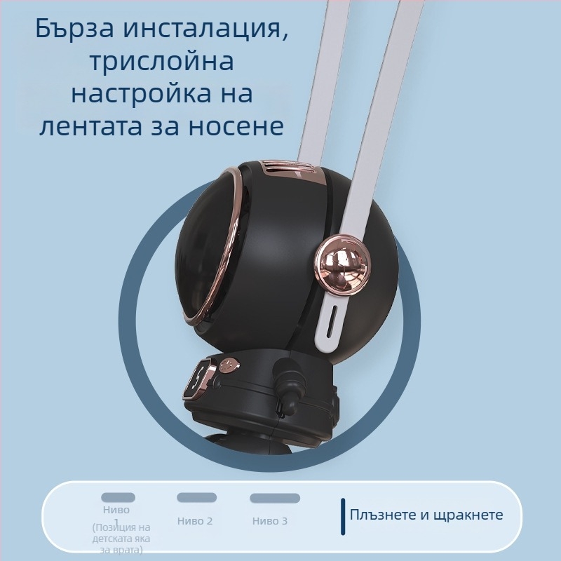 Вентилатор за врата – мини, с персонализирано лого и карикатурен дизайн; USB зареждане; 5V, 4.5W; 5 скорости; вградена батерия 800–1000 mAh