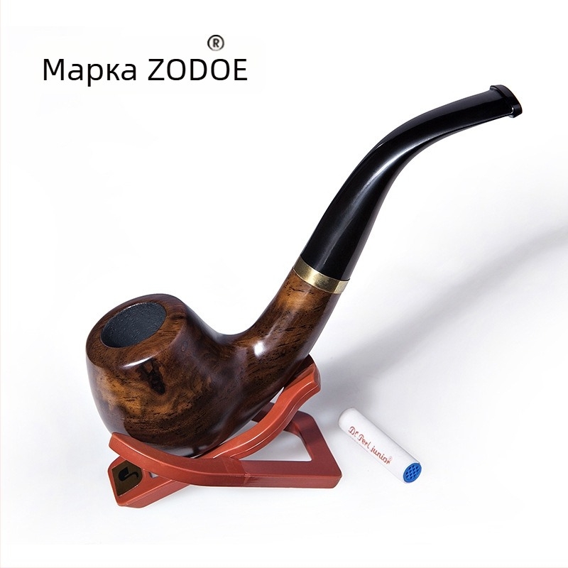 Лула от сандалово дърво — ръчна изработка, ретро резба, извита форма, преносим комплект за ръчно навиване на тютюн
