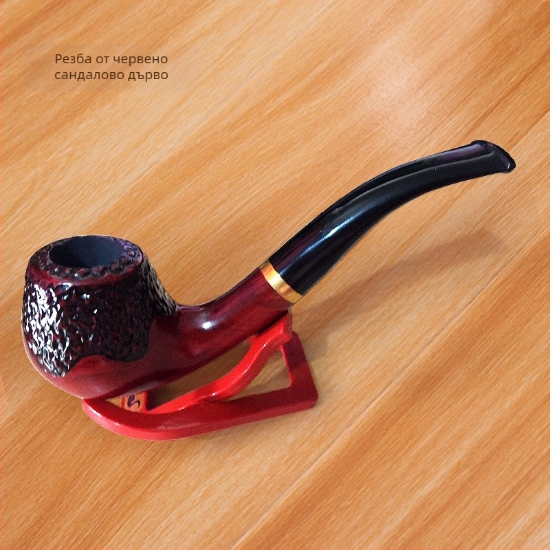 Лула от сандалово дърво — ръчна изработка, ретро резба, извита форма, преносим комплект за ръчно навиване на тютюн