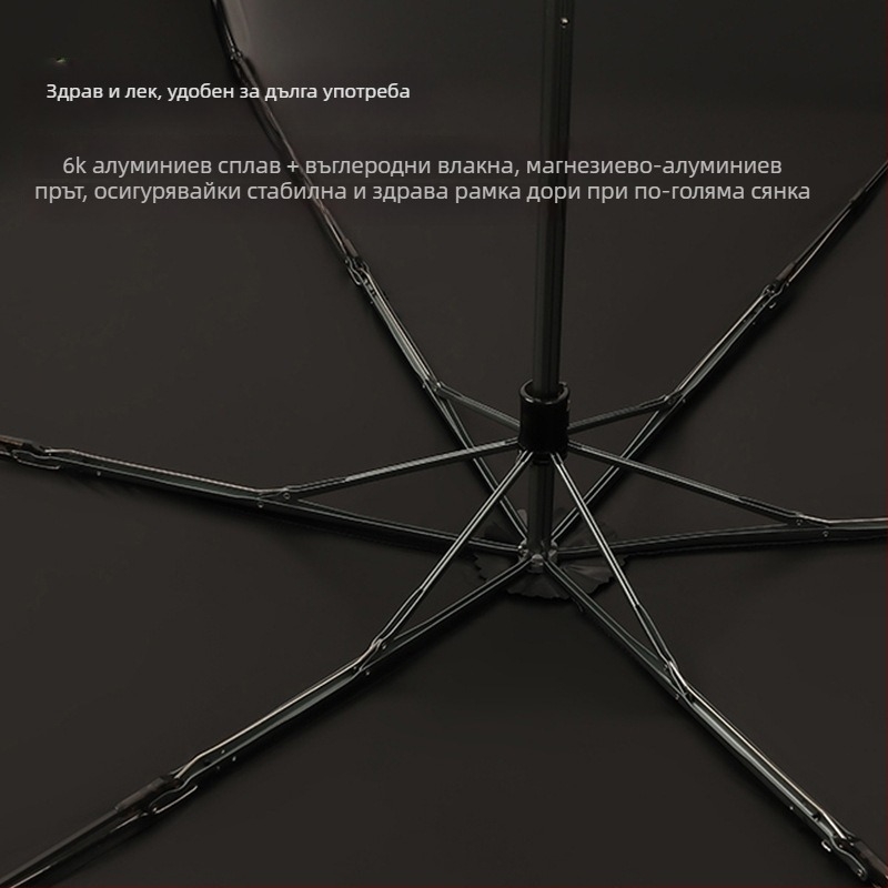 Parachase слънчево-дъждовен чадър - ултралек, винил покрив, UPF >50, алуминиеви ребра и прът, ръчно отваряне и затваряне, възможност за печат на лого