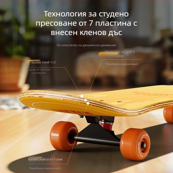 Flyton лонгборд скейтборд за деца — алуминиева сплав дъска, двойна rocker, марка Flyton, категория Skateboard