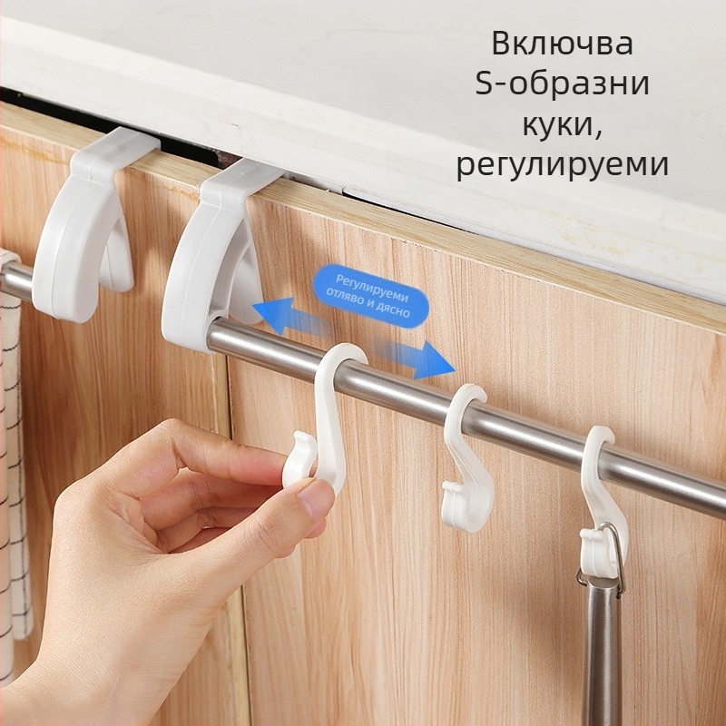 Закачалка за врата за баня и кухня – неръждаема стомана + пластмаса, модерен минималистичен стил, закачане за врата, максимална товароносимост: консултирайте се