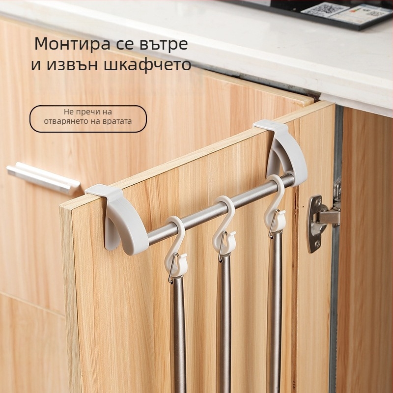 Закачалка за врата за баня и кухня – неръждаема стомана + пластмаса, модерен минималистичен стил, закачане за врата, максимална товароносимост: консултирайте се
