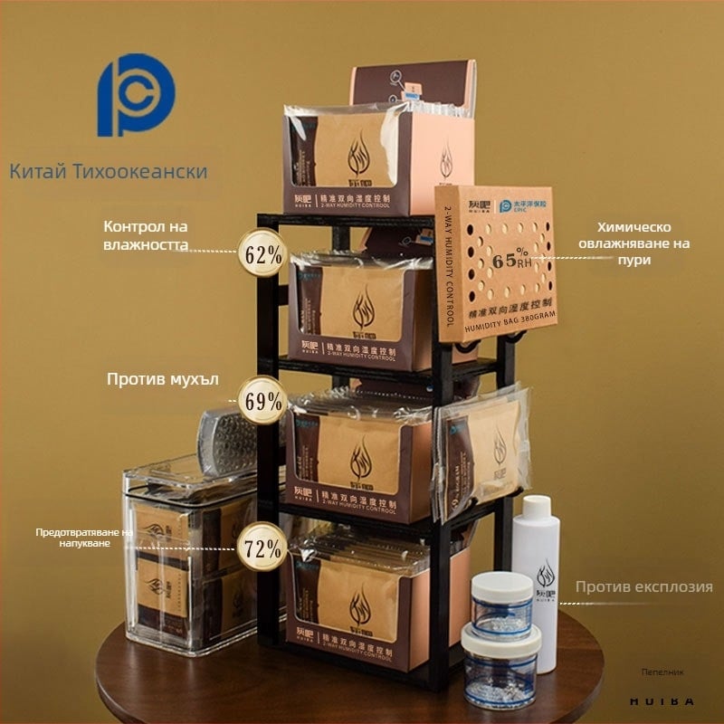 Gray Bar пакет за поддържане на влажност на пури, метална сол, минималистичен стил, без внос