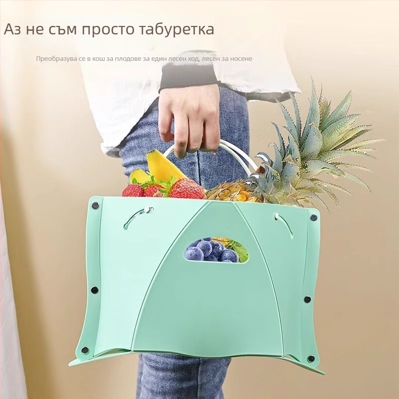 Сгъваем стол за съхранение с връзка за китка – външна употреба, преносим за къмпинг и риболов, пластмасов, товароподемност 120 кг