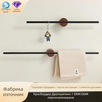 Държач за кърпи на стена без пробиване, 304 неръждаема стомана, еднопръчков, товар 3 кг, антибактериален, антиплъзгащ се