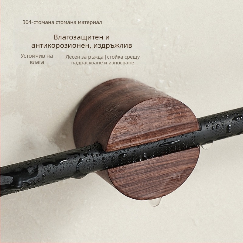 Държач за кърпи на стена без пробиване, 304 неръждаема стомана, еднопръчков, товар 3 кг, антибактериален, антиплъзгащ се